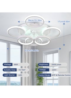 Ganeed Modern LED Dimmable Low Profile Ceiling Fans with Lights, 66W White 6-Lights 63cm Reversible 6-Speed Ceiling Fan Lamp Flush Mount Lighting Fixture with Remote for Living Room, Bedroom, Kitchen  - Image 3