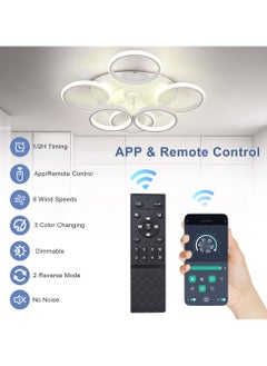 Ganeed Modern LED Dimmable Low Profile Ceiling Fans with Lights, 66W White 6-Lights 63cm Reversible 6-Speed Ceiling Fan Lamp Flush Mount Lighting Fixture with Remote for Living Room, Bedroom, Kitchen  - Image 4