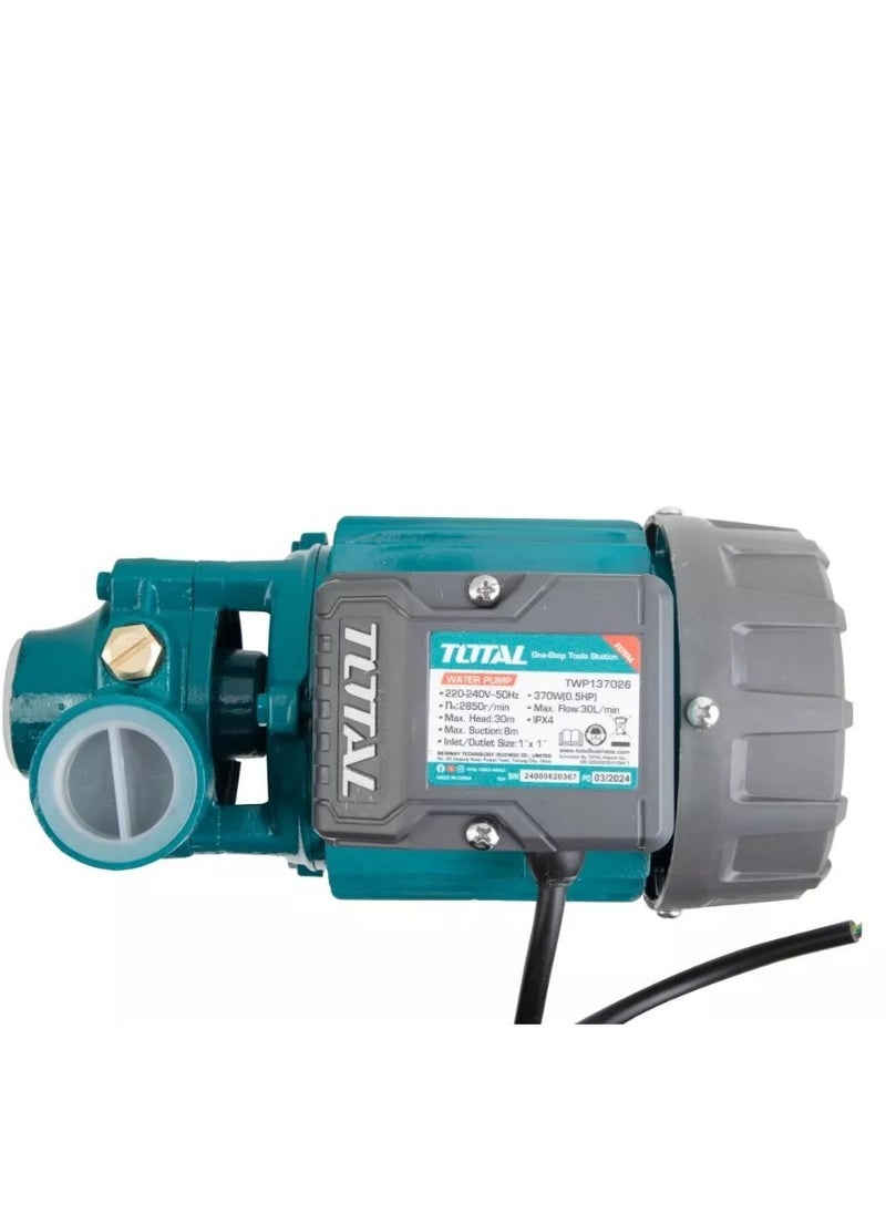 TOTAL TOTAL Water Pump 1"x1", 370W- TWP137026, Peripheral Pump for Pool, Garden, and Water Supply - 220-240V, 0.5HP, Max Flow 30L/min, Max Head 30m, Copper Motor, Stainless Steel Shaft, Brass Impeller  - Image 2