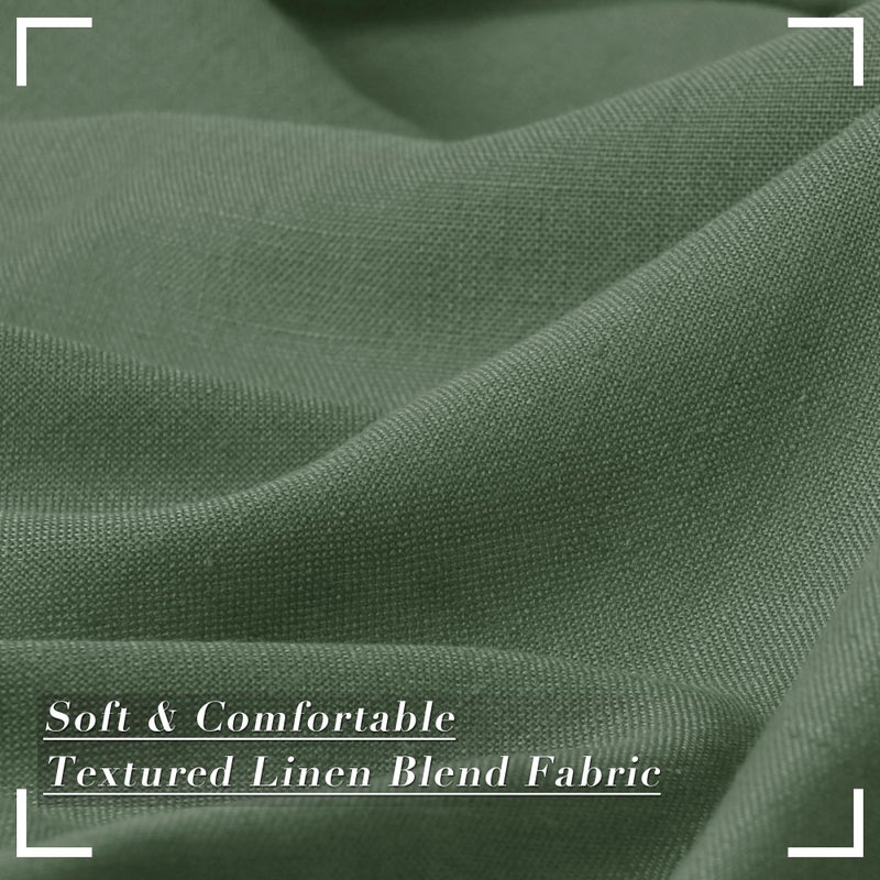 Joywell Olive Green Back Tab Linen Curtains 90 Inches Long 2 Panels for Living Room Bedroom Neutral Boho Farmhouse Rustic Light Filtering Semi Sheer Curtains Window Treatment 52x90 - Image 5