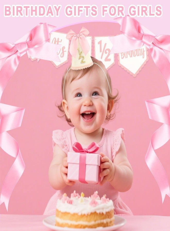 squishy 2 Pcs Half Birthday Decoration for Baby Girl, 1/2 Birthday Decorations for Girls, Birthday Cap and Banner for Photo Shoots and Family Gatherings, 2-Piece Birthday Celebration Accessories - Image 3