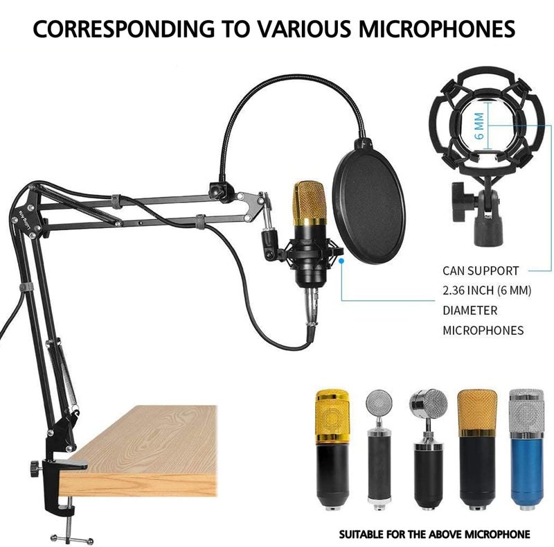 Luling Arts Microphone Stand for Blue Yeti, Quadcast Boom Arm Scissor Mic Stand with Windscreen and Double layered screen Pop Filter Heavy Duty Mic Boom Scissor Arm Stands, Broadcasting and Recording.Game - Image 2