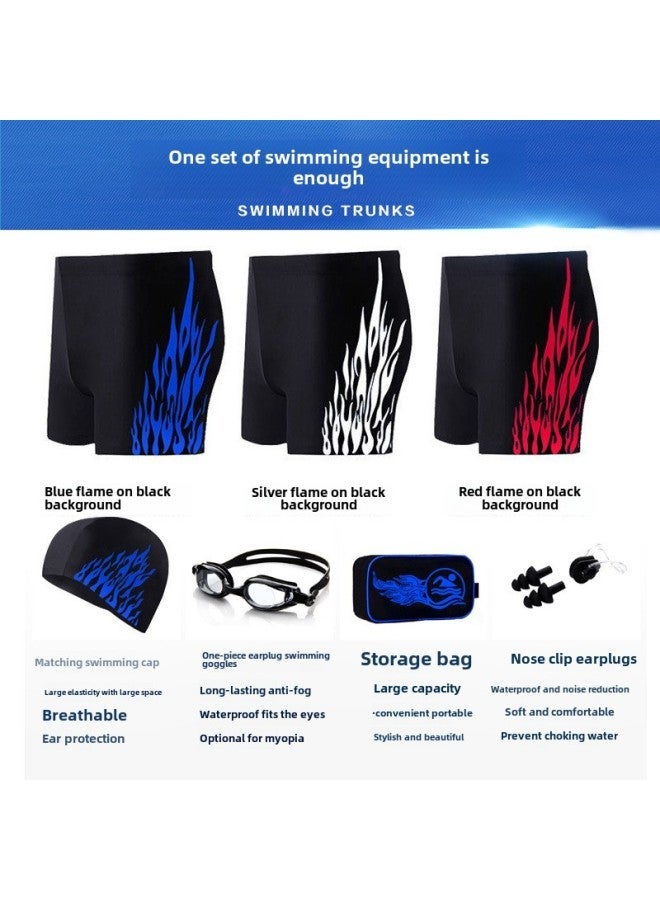 Generic Swimming Trunks Men's Anti-embarrassment Plus Size Quick-drying Loose Hot Spring Swimsuit Equipment Suit-Color:Flame Myopia Five-piece Set (myopia 200 Degrees)-Size:L( 40-50kg ) Refuse To Be Shoddy - Image 4
