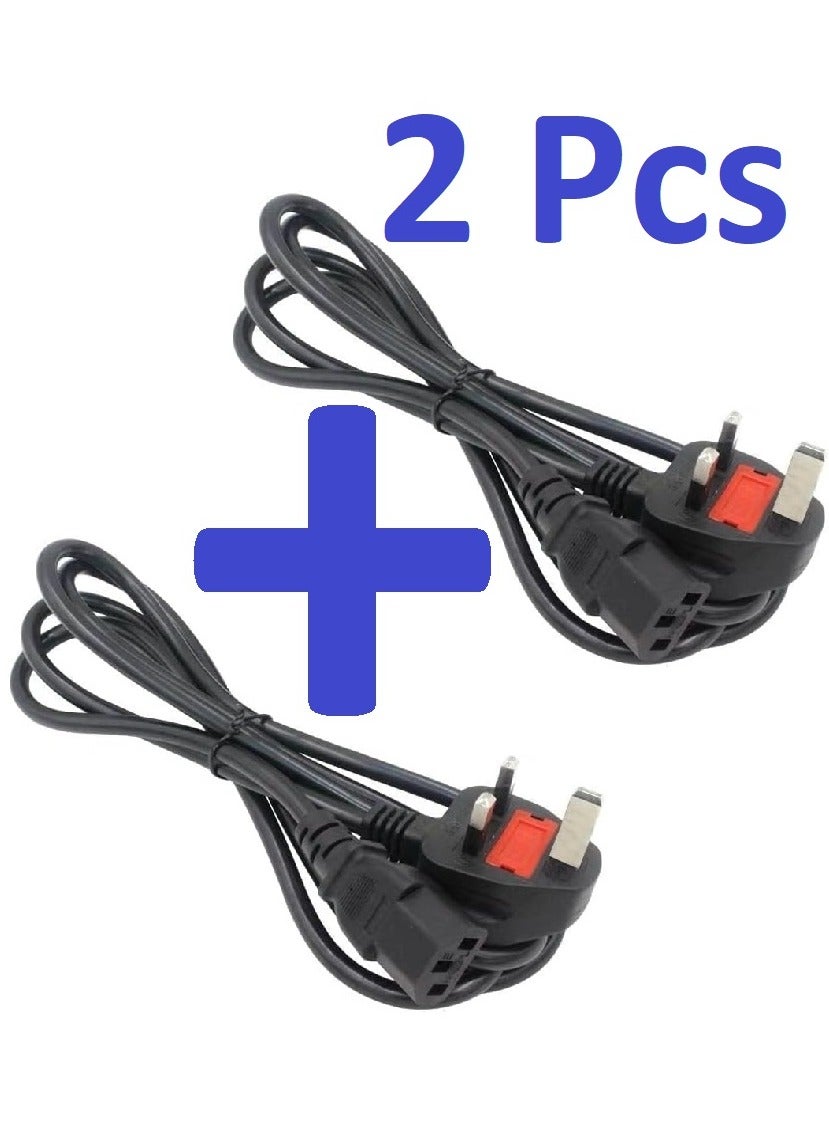JSBazar 2 pcs of Power cable 3 Pin UK Europe power cord 3 pin desktop power cable Laptop TV Monitor Printers Photo copier Kettle Lead With fuse protection