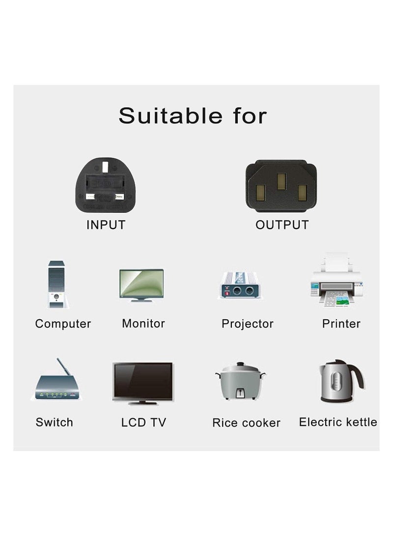 JSBazar 2 pcs of Power cable 3 Pin UK Europe power cord 3 pin desktop power cable Laptop TV Monitor Printers Photo copier Kettle Lead With fuse protection - Image 4