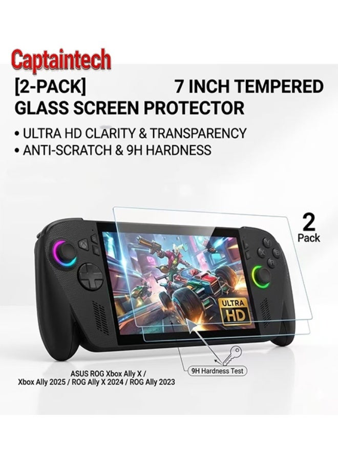 Captaintech 2-Pack Tempered Glass Screen Protector, High Definition Clear, Anti-Scratch, Anti-Fingerprint, for ASUS ROG Xbox Ally X / Xbox Ally 2025 / ROG Ally X 2024 / ROG Ally 2023 7 inch" - Image 1