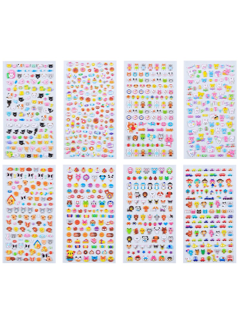 SYOSI Puffy 3D Small Tiny Stickers Including Mini Cartoon Animals Cat Rabbit Dog Bunny Food Donuts Hearts Star and More for Scrapbook Planner Phone Case Decorations,Rewards and DIY Crafts,8 Sheets.  - Image 2