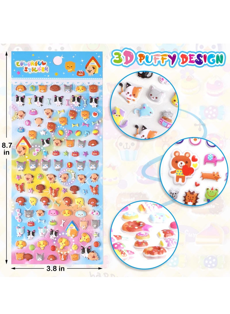 SYOSI Puffy 3D Small Tiny Stickers Including Mini Cartoon Animals Cat Rabbit Dog Bunny Food Donuts Hearts Star and More for Scrapbook Planner Phone Case Decorations,Rewards and DIY Crafts,8 Sheets.  - Image 3