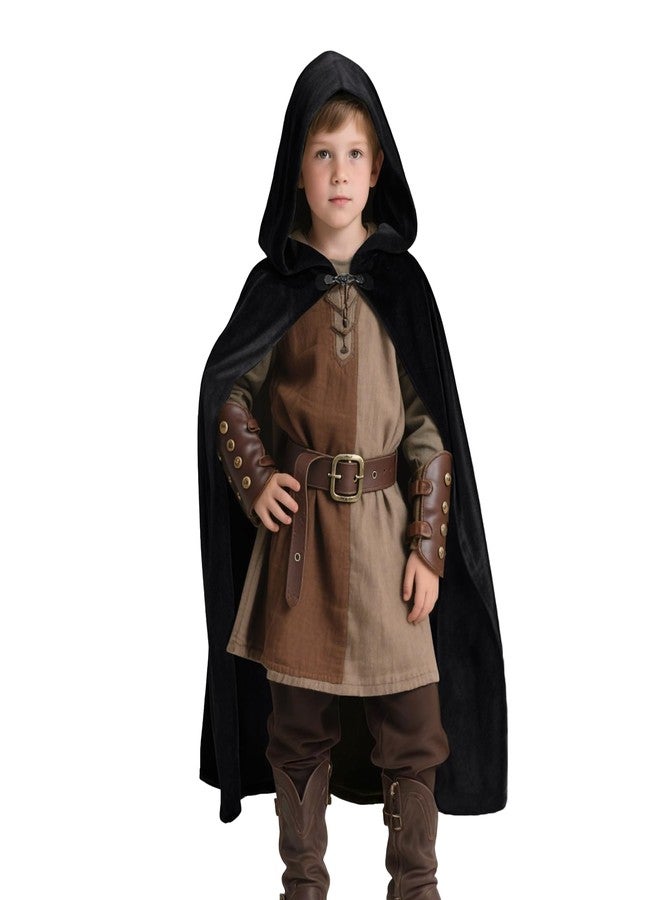 HOMELEX Renaissance Hooded Cape Witch Cloak Medieval for Boys Kids Halloween Costume - Image 1