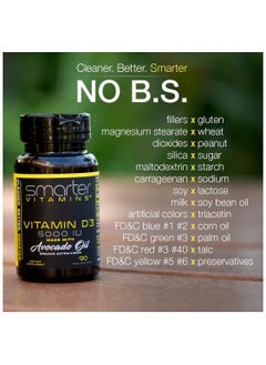 SmarterVitamins Smarter Vitamin D3 5000 IU in Avocado Oil 125mcg - 90 Mini Softgels  - Image 3