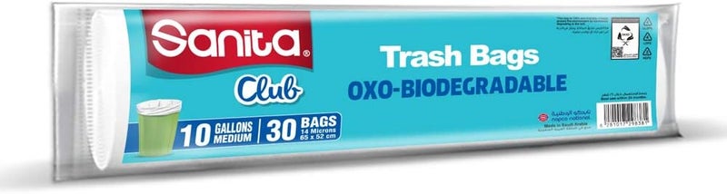 Sanita Club Trash Bags Biodegradable 10 Gallons Size 65 x 52cm 30pcs - Image 1