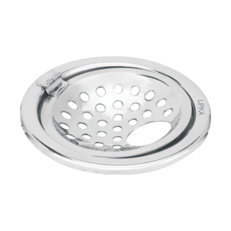 LIPKA Pack of 2 Eon Round Floor Drain |Premium Stainless Steel |5 x 5 Inches| with Hinge & Hole| - Image 1