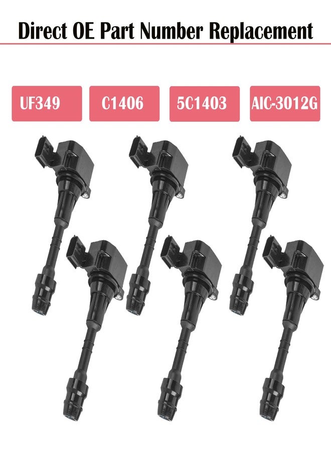 LCWRGS Ignition Coil Packs for 2002 2003 2004 2005 2006 2007 2008 2009 Nissan Maxima Murano Altima Xterra Quest Frontier Pathfinder Infiniti I35 QX4 Suzuki Equator 3.5L 4.0L V6 Coils UF349 C1406 - Set of 6 - Image 3
