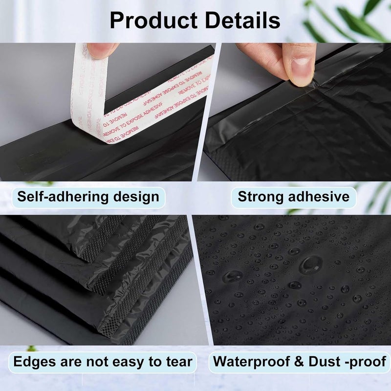Henoyso 30 Pcs Extra Large Bubble Mailers Resealable Padded Envelopes Waterproof Shipping Bags Poly Padded Mailers Bulk for Mailing Packaging Small Business(Black,10 x 14 Inches) - Image 3