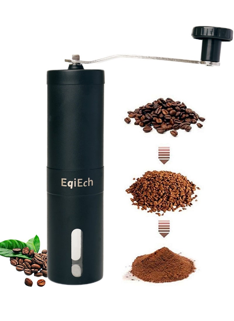 EqiEch Manual Coffee Grinder, Portable Stainless Steel Hand Coffee Bean Grinder with Ceramic Grinding Burr for Espresso, Travel, Camping, Kitchen & Office,Mini Coffee Powder Maker  - Image 1