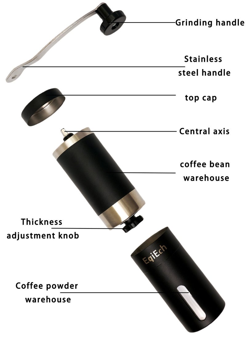 EqiEch Manual Coffee Grinder, Portable Stainless Steel Hand Coffee Bean Grinder with Ceramic Grinding Burr for Espresso, Travel, Camping, Kitchen & Office,Mini Coffee Powder Maker  - Image 3