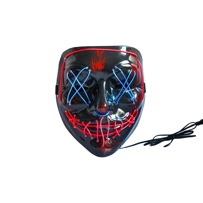 NeoGenius LED Light Up Mask for Halloween, Neon, and Bachelor Party Decoration (Darkpink Blue) - Image 2