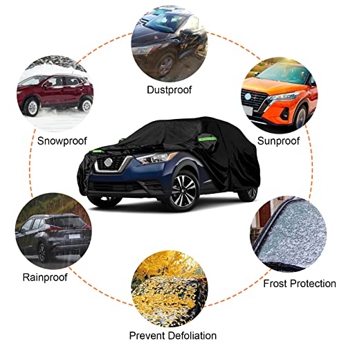 SPORTULI Waterproof Car Covers Replace for 2016-2024 Nissan Kicks, 6 Layers All Weather Custom-fit Car Cover with Zipper Door & Windproof Bands for Snow Rain Dust Hail Protection (Kicks) - Image 5