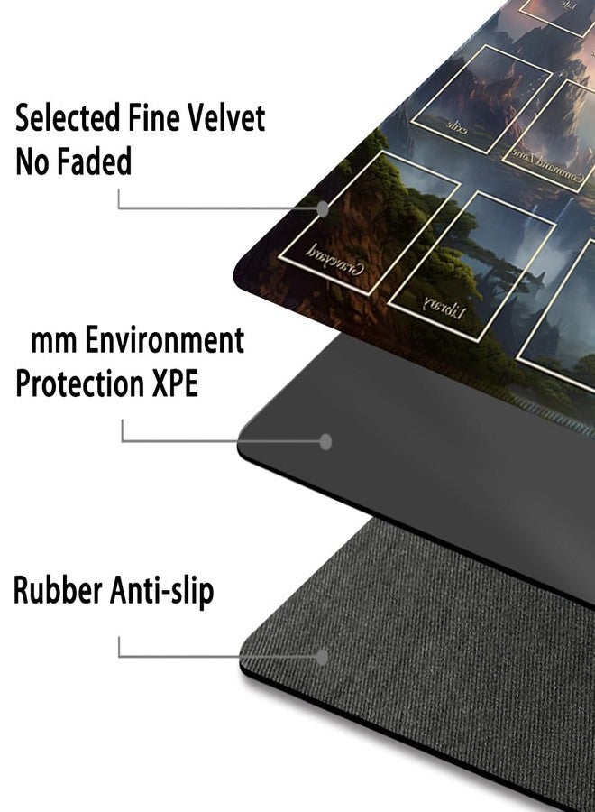 DAUXID Premium Stitched MTG Playmat with Zones and Non-Slip Rubber Backing - TCG Play Mat for MTG and Other Card Games - Colorful Design with Vintage Look and Feel (DKT (48),Zones 1) - Image 4