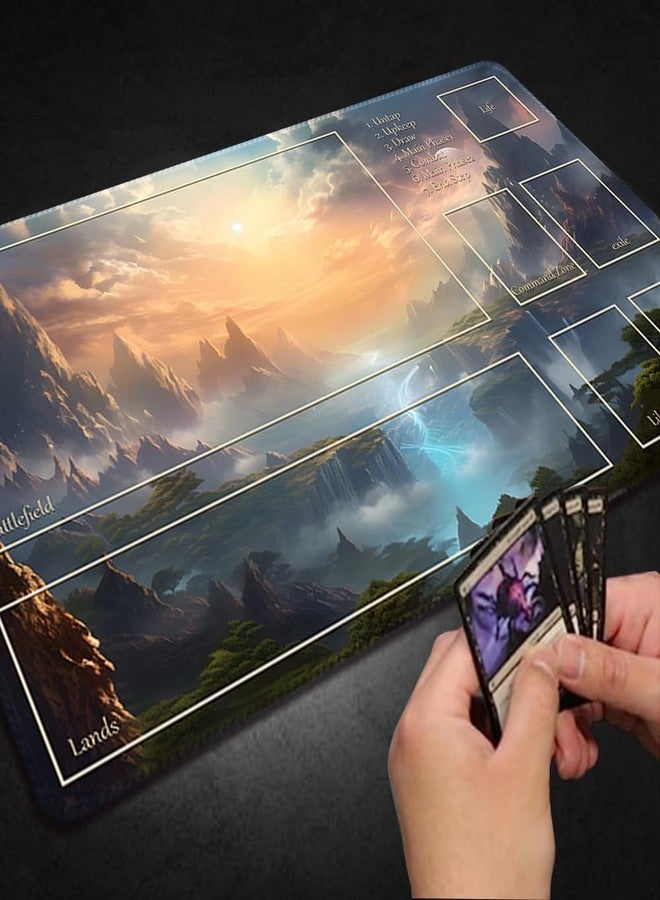 DAUXID Premium Stitched MTG Playmat with Zones and Non-Slip Rubber Backing - TCG Play Mat for MTG and Other Card Games - Colorful Design with Vintage Look and Feel (DKT (48),Zones 1) - Image 5