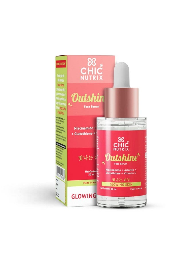 CHICNUTRIX Outshine With Korean 2% Niacinamide + Glutathione + Vitamin C Helps Brighten Dull Skin Clears Dark Spots Blemishes Acne Marks & Pigmentation Korean Glass Skin Serum - Image 1