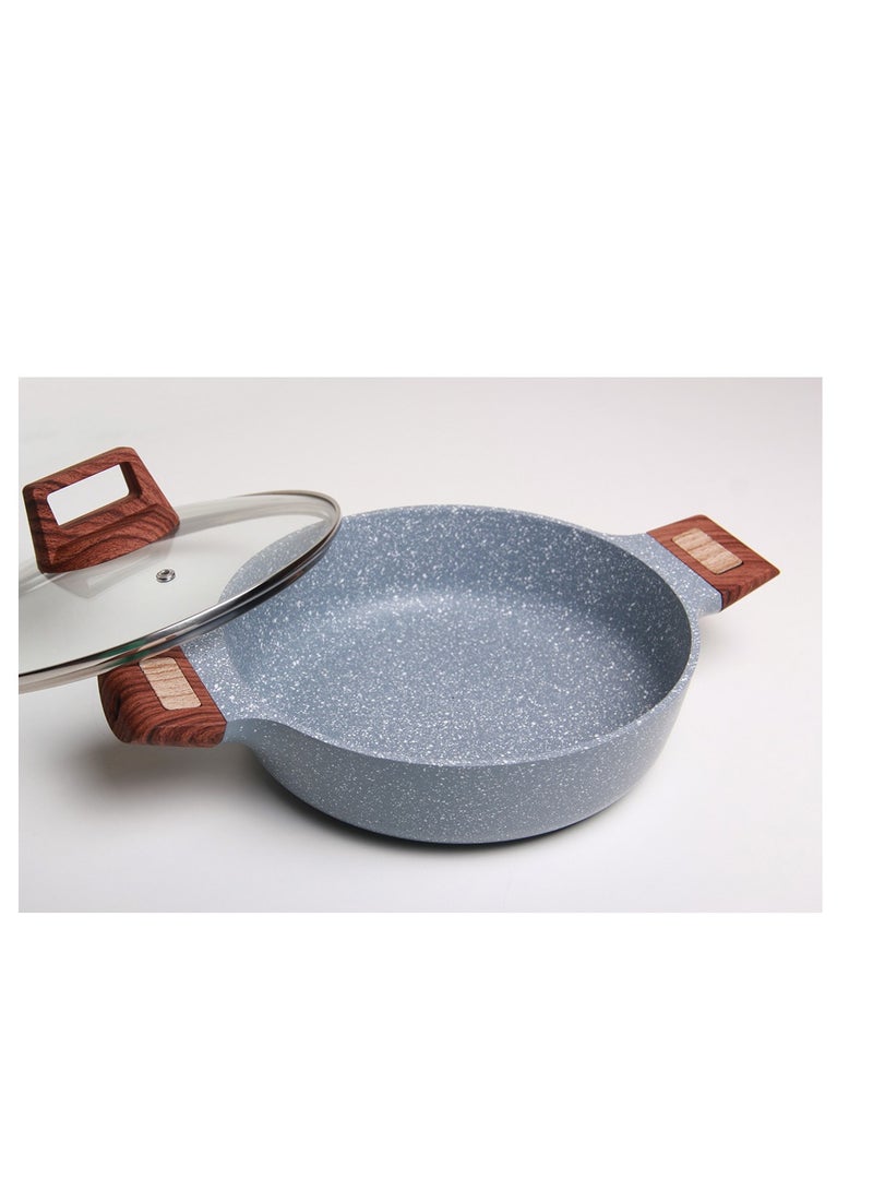 مقلاية جرانيت تركي مقاس 26 سم مع شبكة وغطاء زجاجي - Image 4