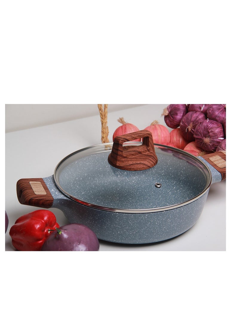 مقلاية جرانيت تركي مقاس 26 سم مع شبكة وغطاء زجاجي - Image 1