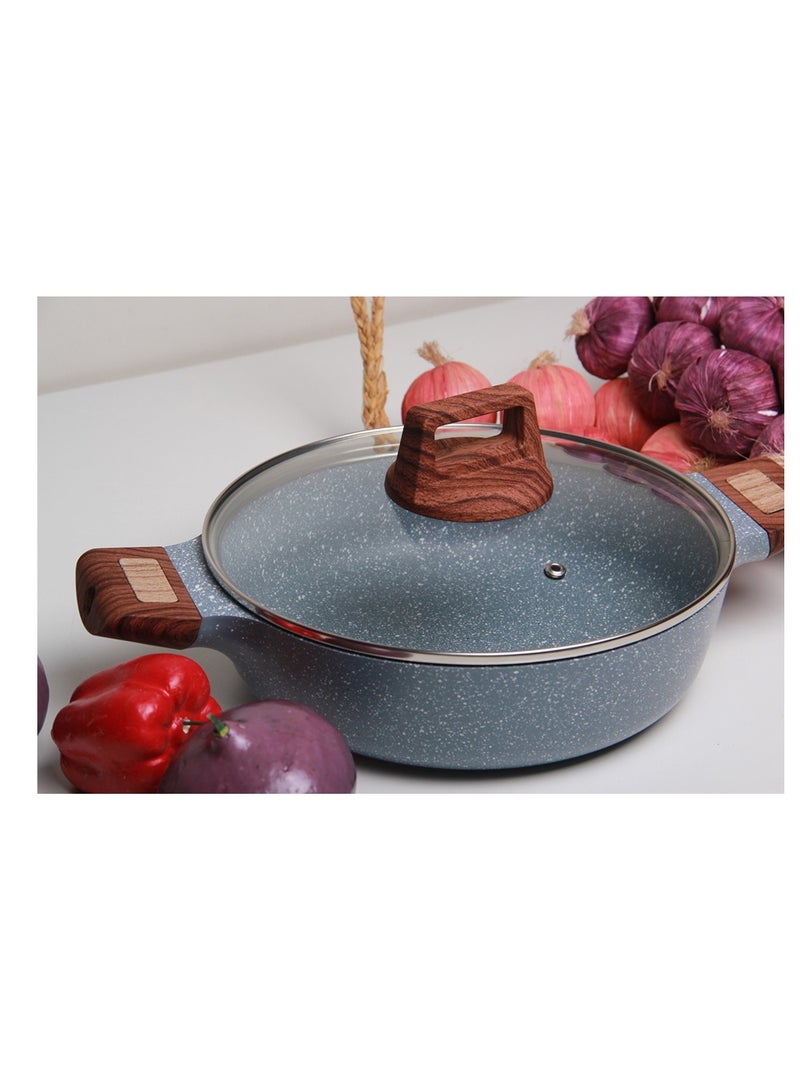 مقلاية جرانيت تركي مقاس 26 سم مع شبكة وغطاء زجاجي - Image 2