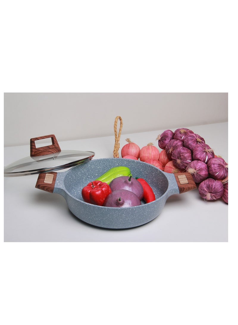 مقلاية جرانيت تركي مقاس 26 سم مع شبكة وغطاء زجاجي - Image 3