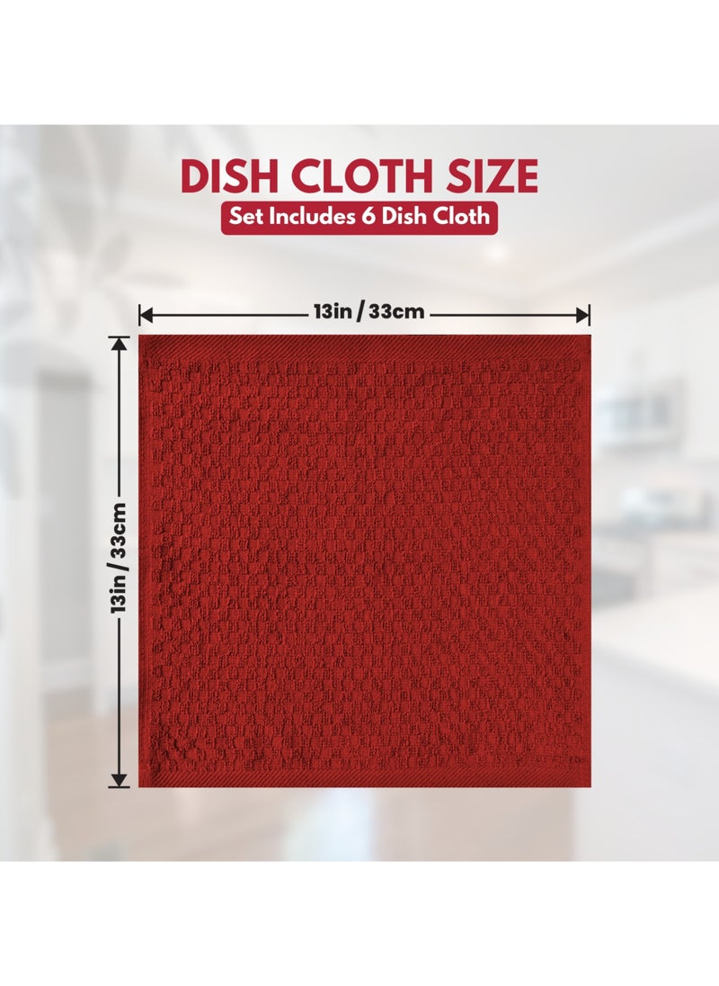 Infinitee Xclusives Infinitee Xclusives Premium Dish Towels - Red [Pack of 4] 100% Cotton 33cm x 33cm Dish Cloth - Absorbent Tea Towels - Terry Kitchen Dishcloth Towels for Household Cleaning  - Image 2