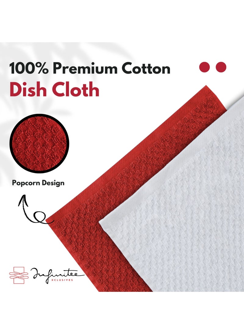 Infinitee Xclusives Infinitee Xclusives Premium Dish Towels - Red [Pack of 4] 100% Cotton 33cm x 33cm Dish Cloth - Absorbent Tea Towels - Terry Kitchen Dishcloth Towels for Household Cleaning  - Image 5
