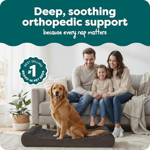FurHaven Orthopedic Dog Bed for Large Dogs Luxe Lounger Contour Mattress with Solid Orthopedic Foam Slab for Joint Support Removable Washable Cover Jumbo XL Plush Suede Chocolate - Image 3
