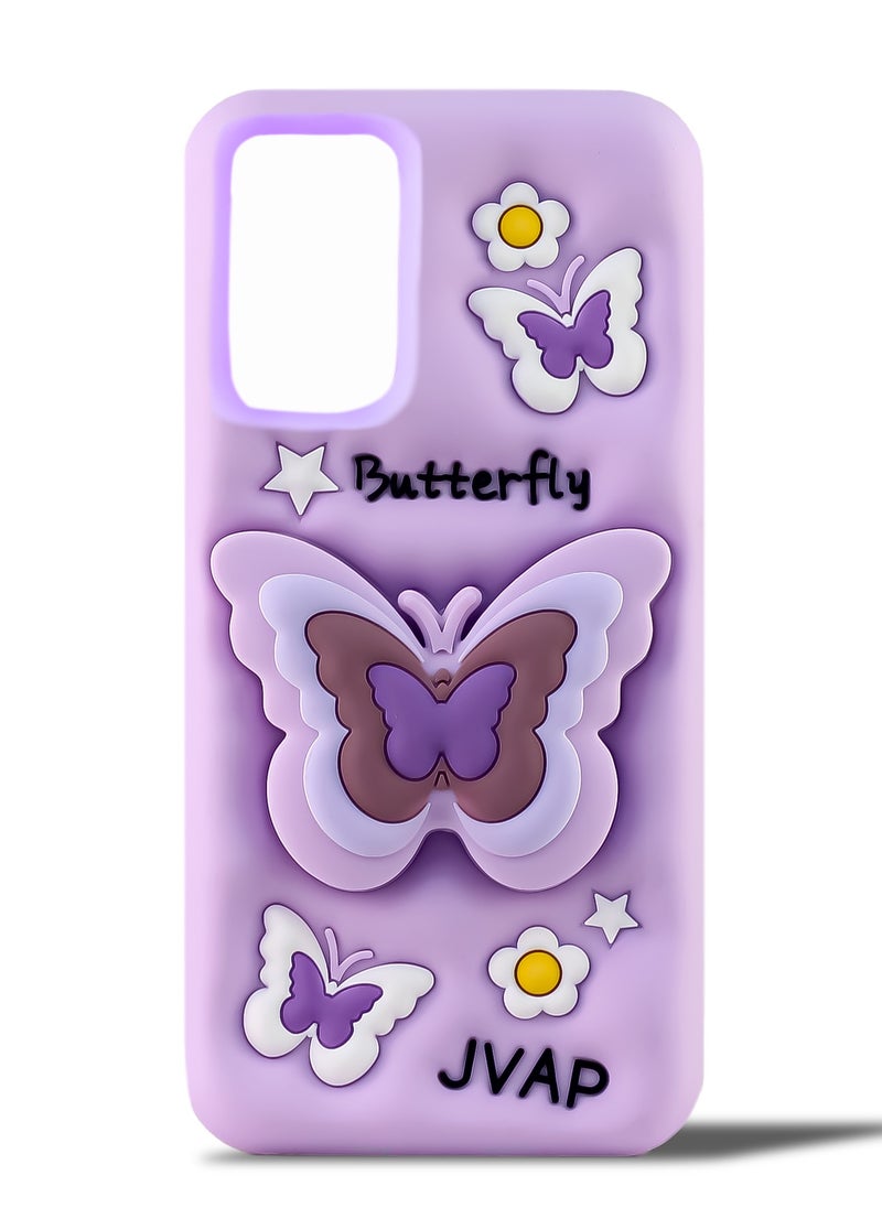 Generic - Butterfly Phone Case Compatible with Samsung Galaxy A52/A52s Cute 3D Korea Dopamine Butterfly Case with Butterfly Telescopic Hold Stand Shockproof Silicone Soft Case (Light Purple) - Image 1