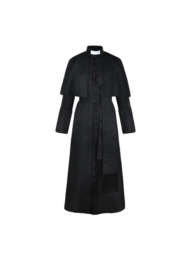 NIBEMINENT Solid-color priest cosplay costume Halloween priest medieval retro costume - Image 1