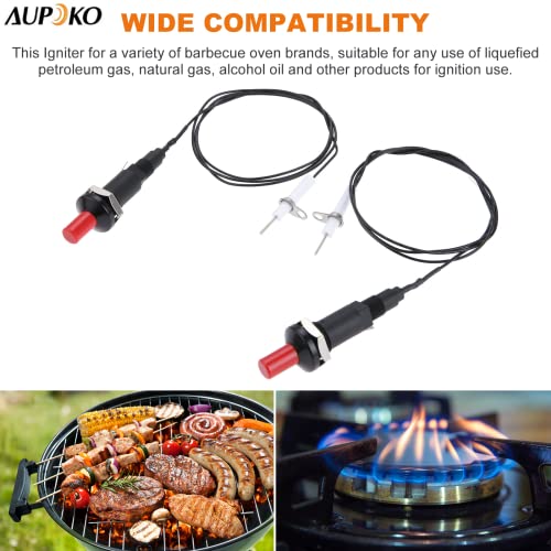 Aupoko 2 Sets Piezo Spark Ignition with Cable Push Button Igniter, Type of 1 Out 2 Electrode 200 Degree Resistance Wire, Fit for Gas Fireplace Gas Oven Gas Heater lgniter Ceramic Kitchen Lighter​ - Image 3