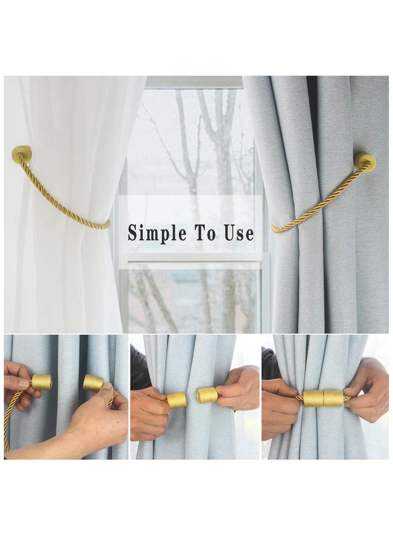 NANAO رباط ستائر مغناطيسي 2 عبوة حبل ستارة ذهبي حاملات ستائر للستائر الحديثة روابط زخرفية لحاملات الستائر - Image 3