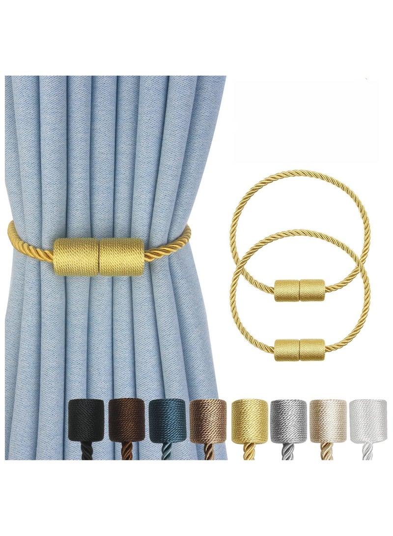 NANAO رباط ستائر مغناطيسي 2 عبوة حبل ستارة ذهبي حاملات ستائر للستائر الحديثة روابط زخرفية لحاملات الستائر - Image 1