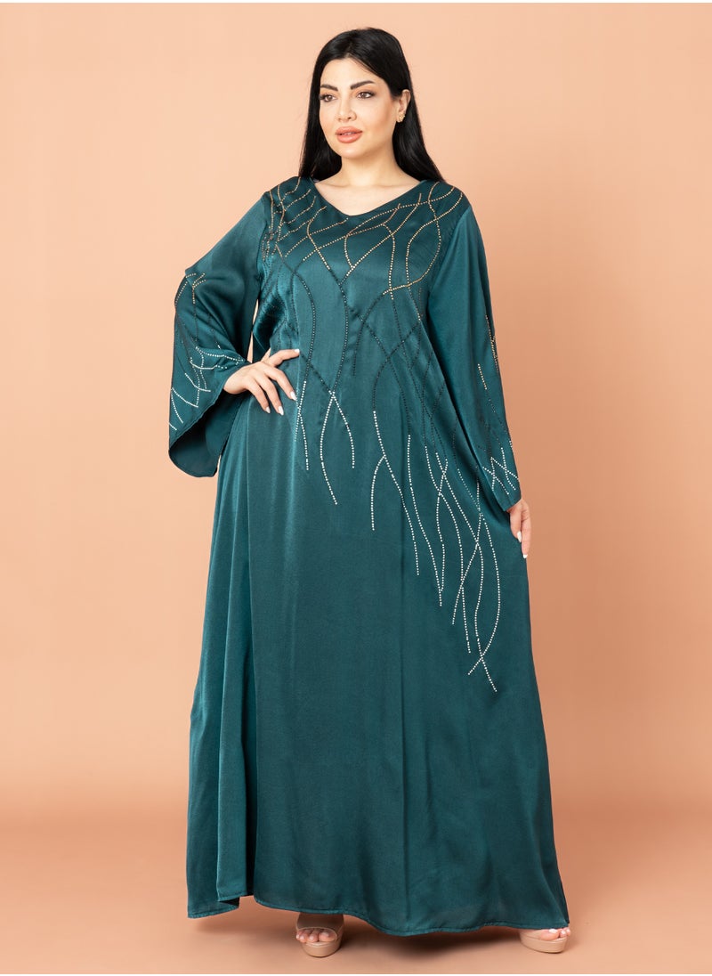 اكسا جلابية كرستال متغير الألوان اخضر  - Image 1