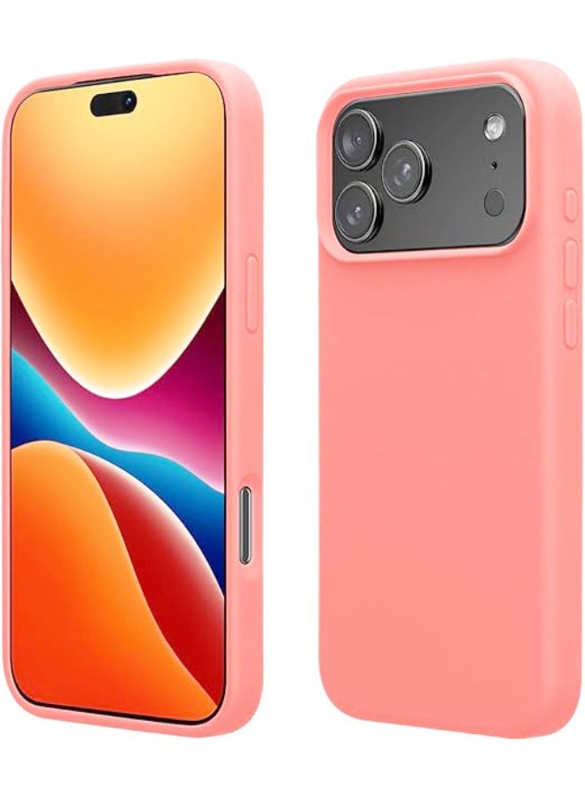 جراب متوافق مع iPhone 17 Pro Max مقاس 6.9 بوصة، جراب نحيف من السيليكون السائل بأربع طبقات مغطى بالكامل بطبقة مطاطية ناعمة مقاومة للصدمات، جراب هاتف واقٍ لهاتف iPhone 17 Pro Max (برتقالي)