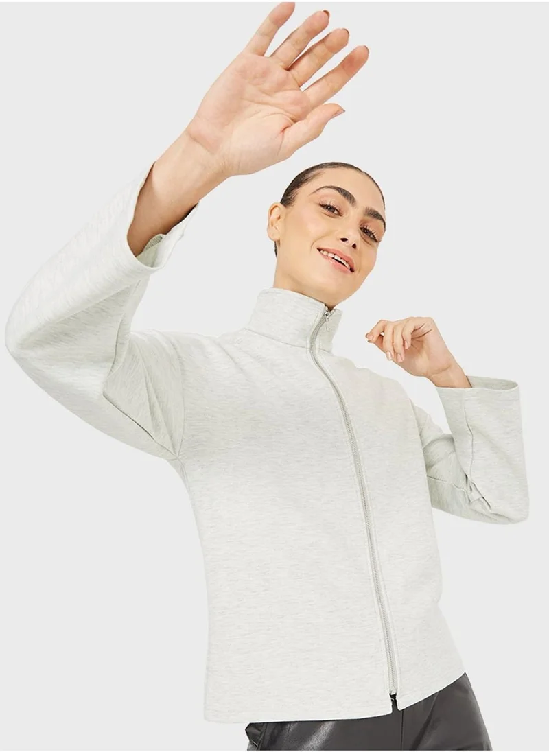 Styli High Neck Zip Detail Sweatshirt