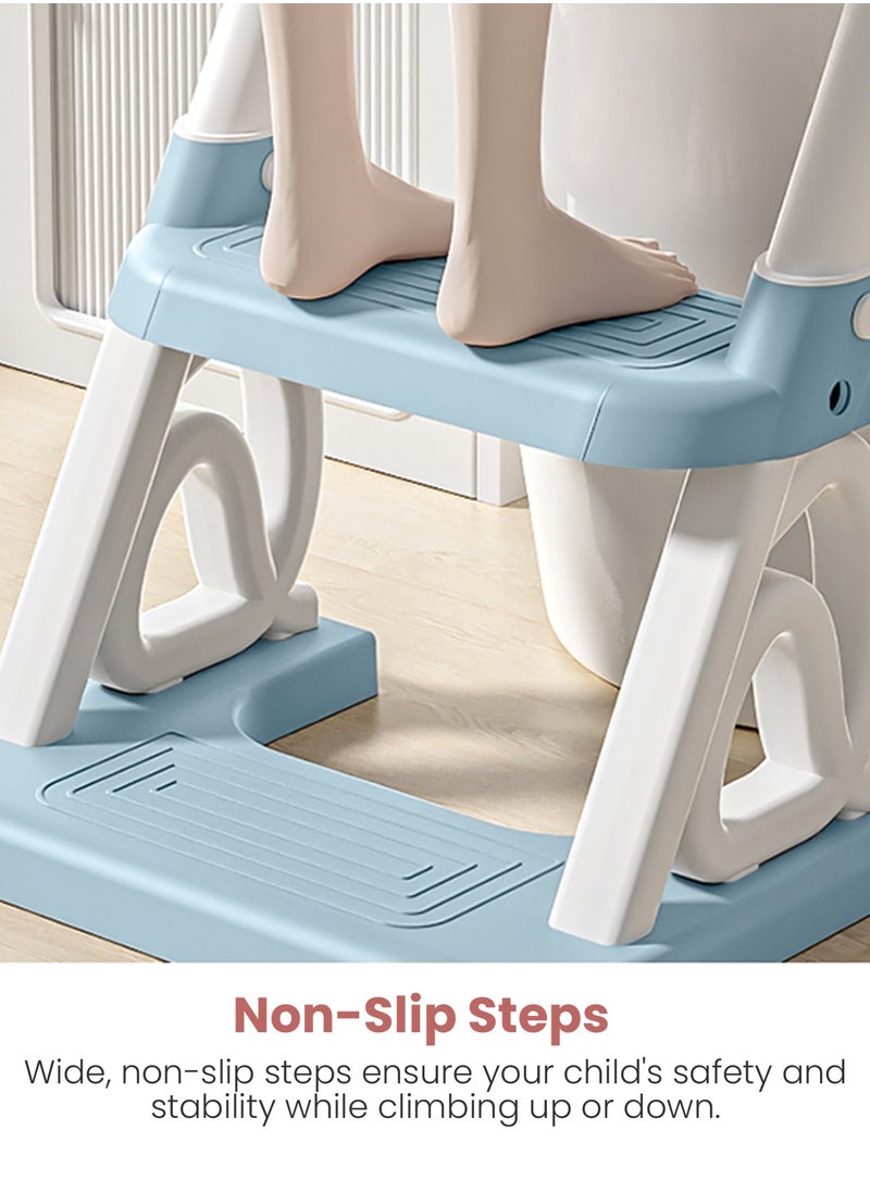 BAYBEE - Royal Baby Potty Seat for Kids With Ladder For Western Toilets Kids Toilet Potty Training Seat For Baby With Handle Cushion Kids Potty Chair Kids Potty Seat For Baby Kids 1 To 10 Years Boy Girl Blue - Image 1