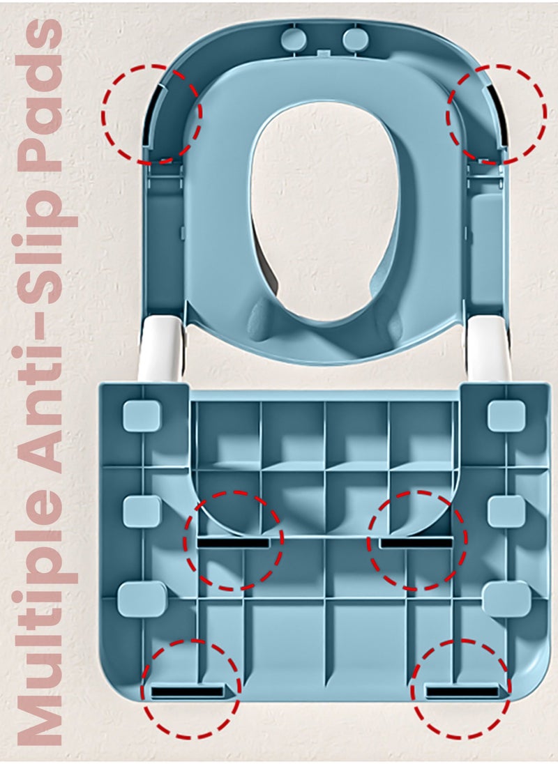 BAYBEE - Royal Baby Potty Seat for Kids With Ladder For Western Toilets Kids Toilet Potty Training Seat For Baby With Handle Cushion Kids Potty Chair Kids Potty Seat For Baby Kids 1 To 10 Years Boy Girl Blue - Image 1