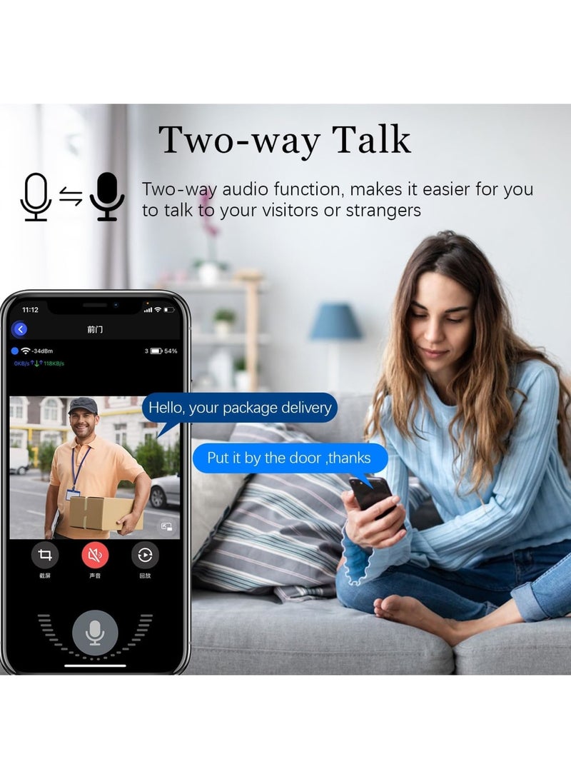 SOLARAE Smart Wireless Remote Video Doorbell, Camera Wireless Intercom Doorbell, HD Night Vision WiFi Security Door Doorbell, Cloud Storage, 2-Way Audio - Image 2