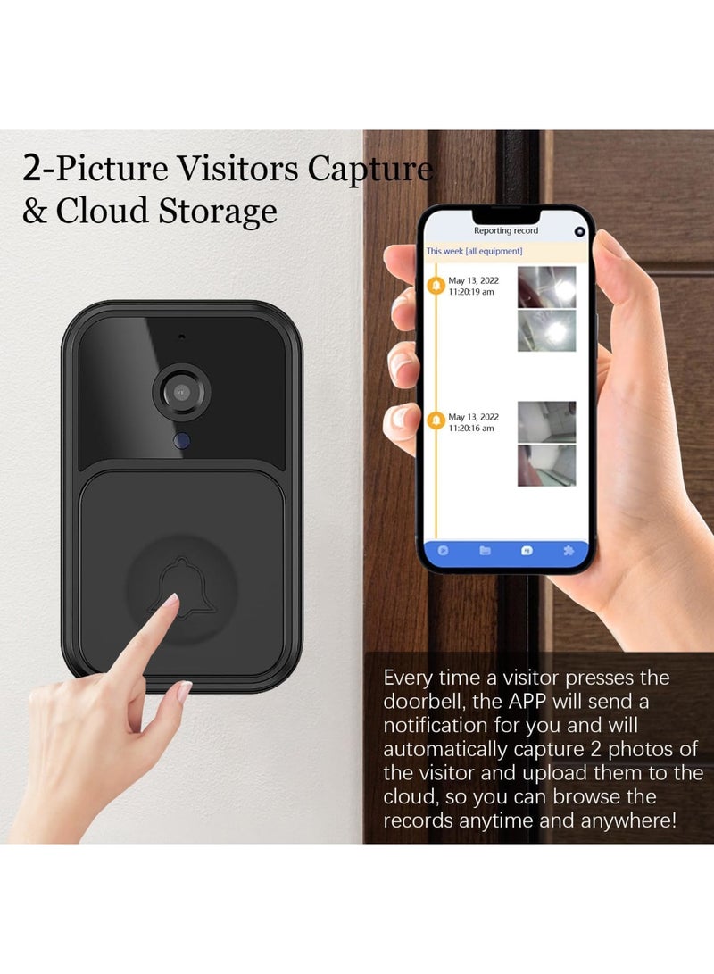 SOLARAE Smart Wireless Remote Video Doorbell, Camera Wireless Intercom Doorbell, HD Night Vision WiFi Security Door Doorbell, Cloud Storage, 2-Way Audio - Image 3
