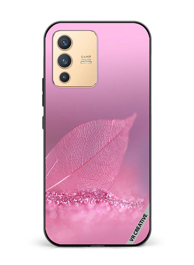 VR CREATIVE Protective Case Cover For Vivo V23 5G Pink Leaf Design Multicolour - Image 1