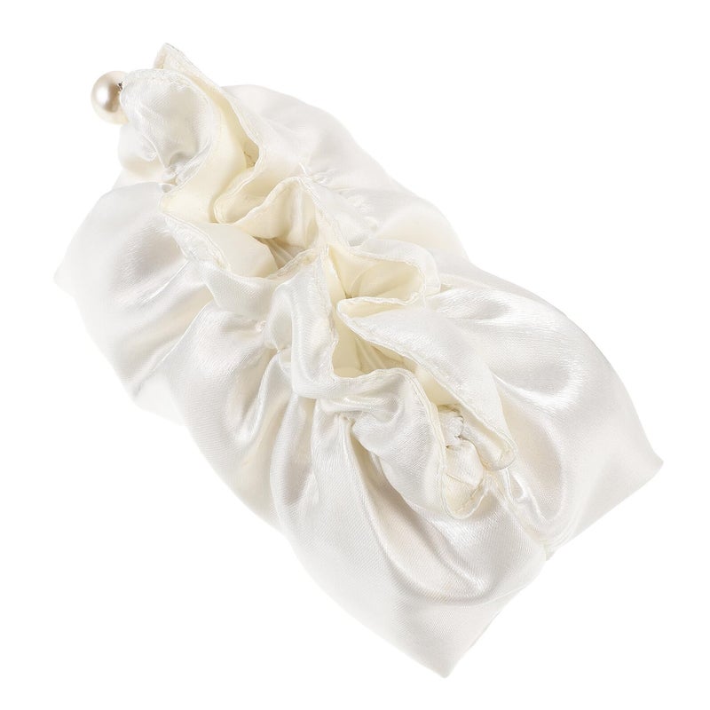 Large Pleated Travel Makeup Bag White Fluffy Pattern Cosmetic Organizer Pouch - Image 2