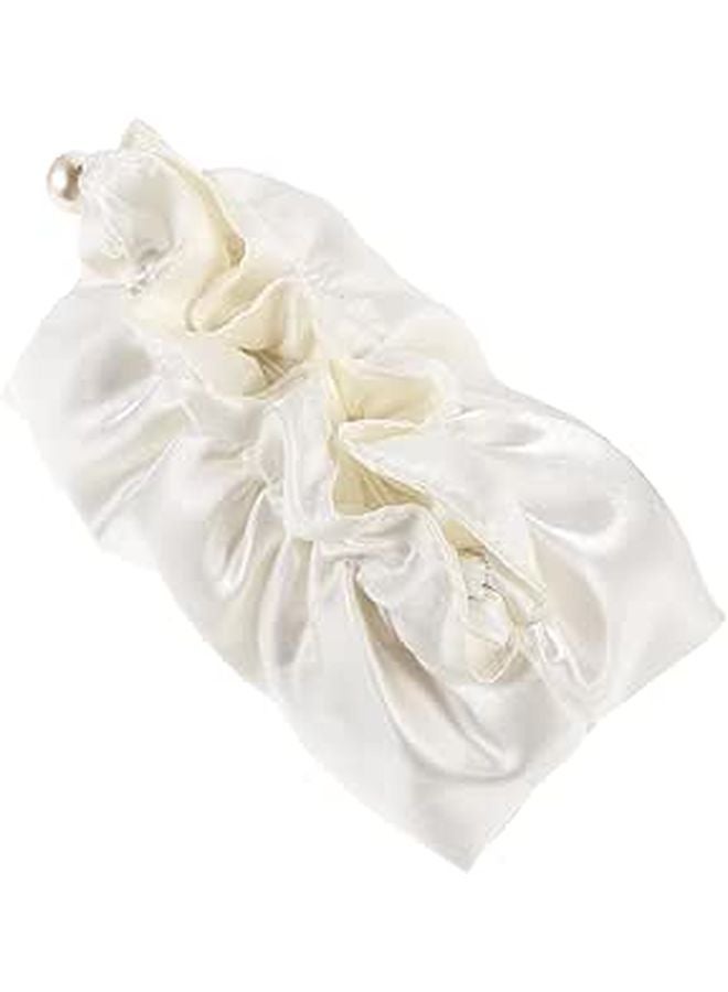 Large Pleated Travel Makeup Bag White Fluffy Pattern Cosmetic Organizer Pouch - Image 1