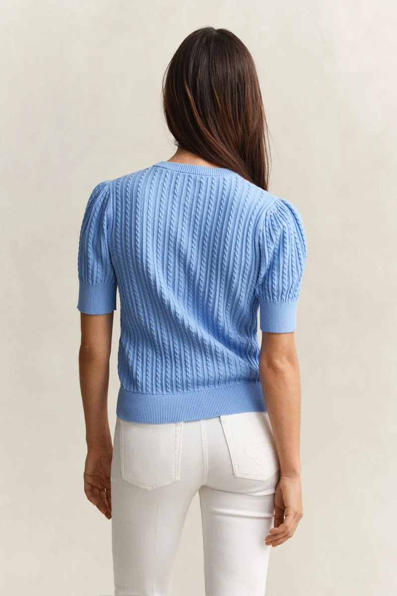 GANT  Cotton Cable Short Sleeve Cardigan for Women | Best Price UAE