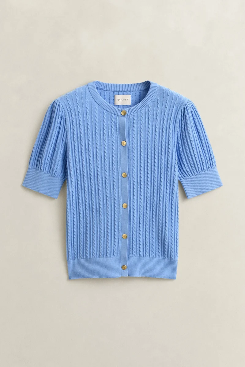 GANT  Cotton Cable Short Sleeve Cardigan for Women | Best Price UAE