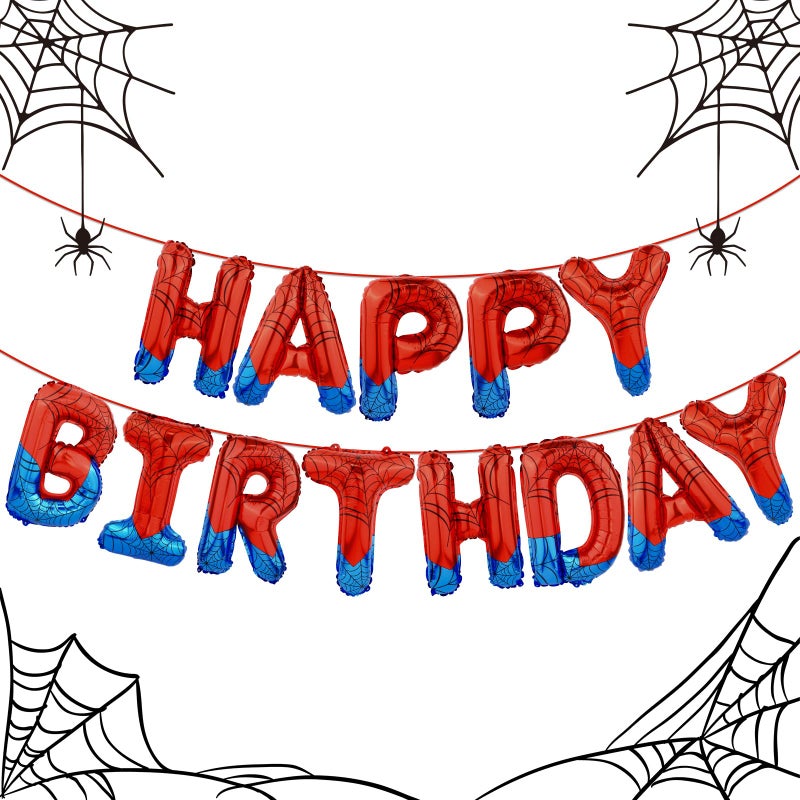 AXBMM Spider Themed Happy Birthday Banner Party Decorations Kit with Spider Balloons Colorful Superhero Backdrop Supplies for Boys Kids Indoor Outdoor Celebration Themed Party EssentialsSpider BlueRed - Image 3